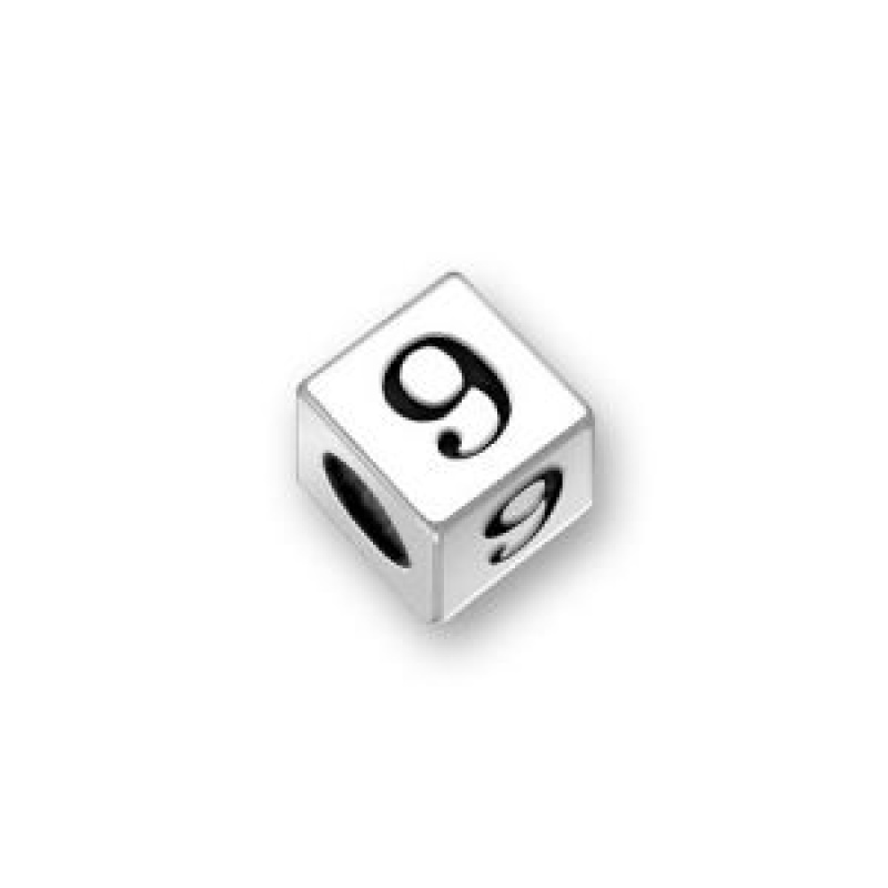 Sterling Silver Alphabet Beads Number 9 4.5Mm Letter Beads