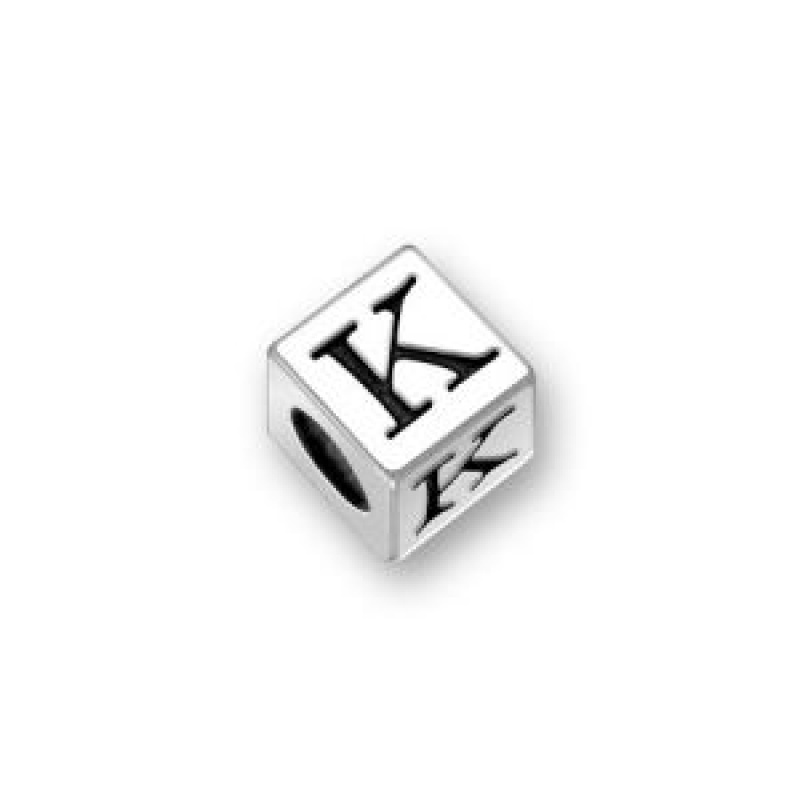 Sterling Silver Alphabet Beads K 4.5Mm Letter Beads