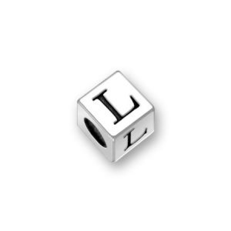 Sterling Silver Alphabet Beads L 4.5Mm Letter Beads