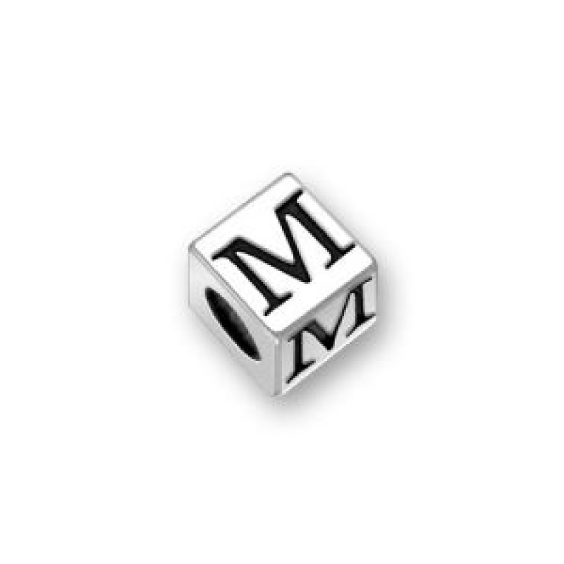 Sterling Silver Alphabet Beads M 4.5Mm Letter Beads