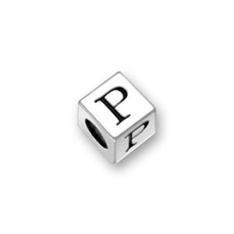 Sterling Silver Alphabet Beads P 4.5Mm Letter Beads