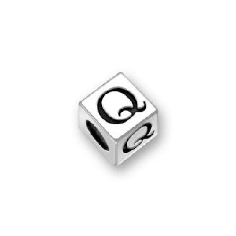 Sterling Silver Alphabet Beads Q 4.5Mm Letter Beads