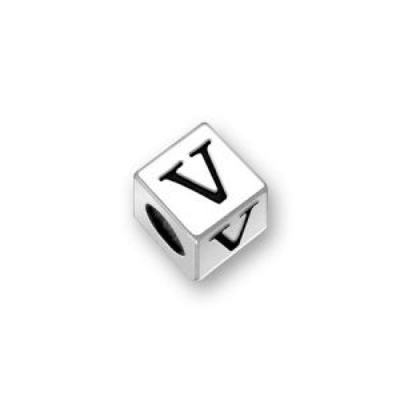 Sterling Silver Alphabet Beads V 4.5Mm Letter Beads