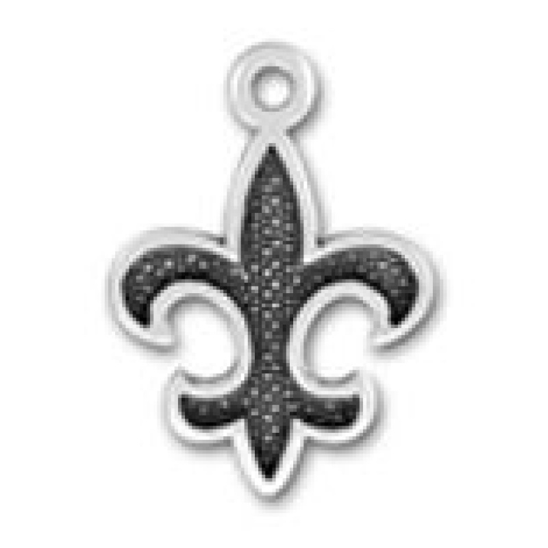 Fleur De Lis With Dark Center Sterling Silver Charm Pendant
