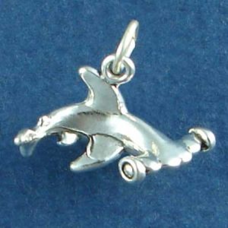 Hammer Head Shark 3D Sterling Silver Charm Pendant
