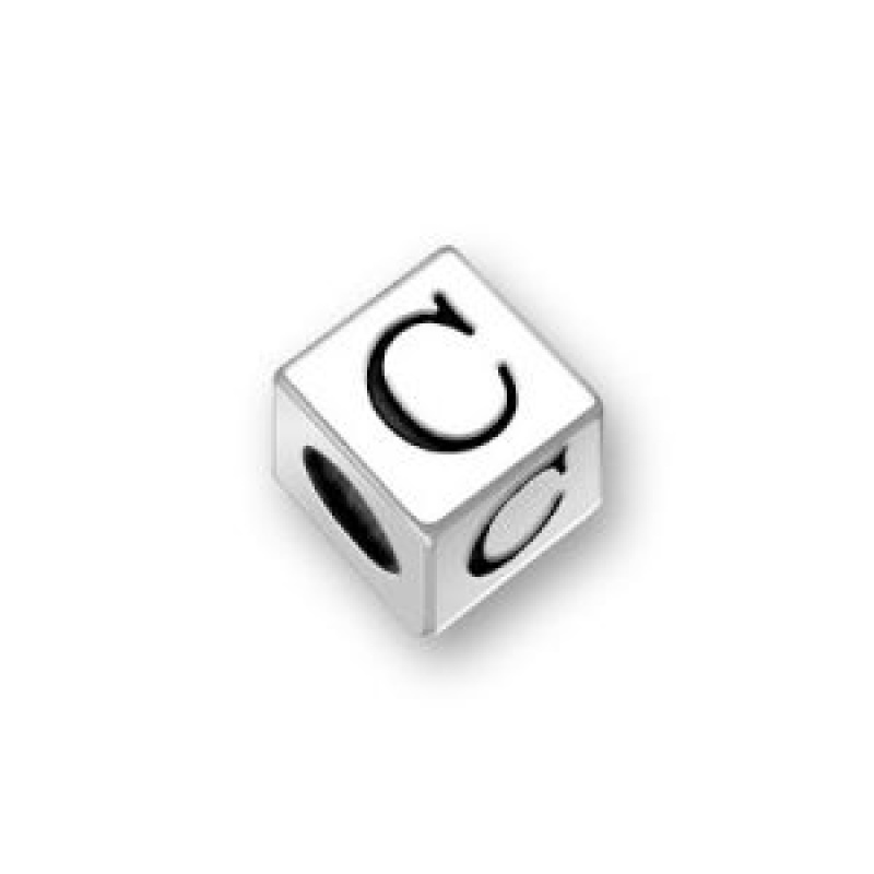 Sterling Silver Alphabet Beads C 5.5Mm Letter Beads