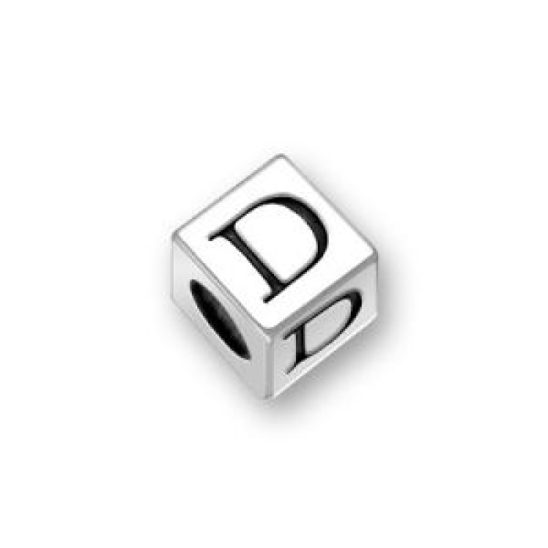 Sterling Silver Alphabet Beads D 5.5Mm Letter Beads