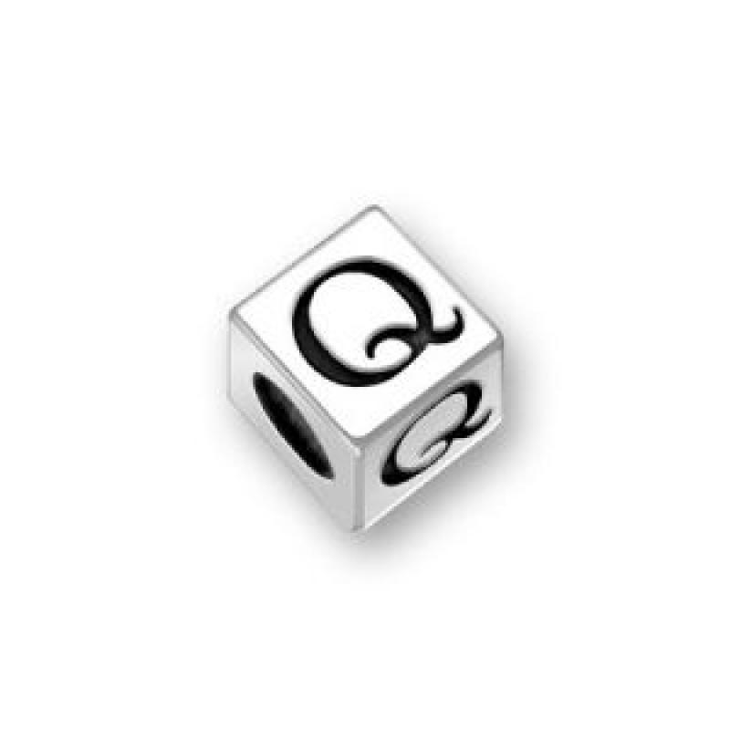 Sterling Silver Alphabet Beads Q 5.5Mm Letter Beads