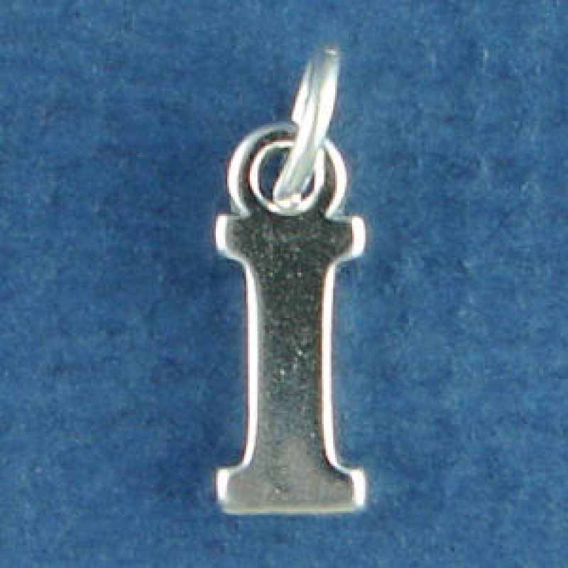 Large Alphabet Letter Initial I Sterling Silver Charm Pendant