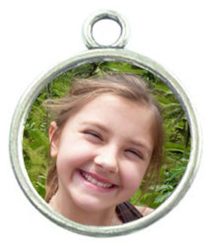 Round Photo Charm In Antique Silver Pewter Picture Charm