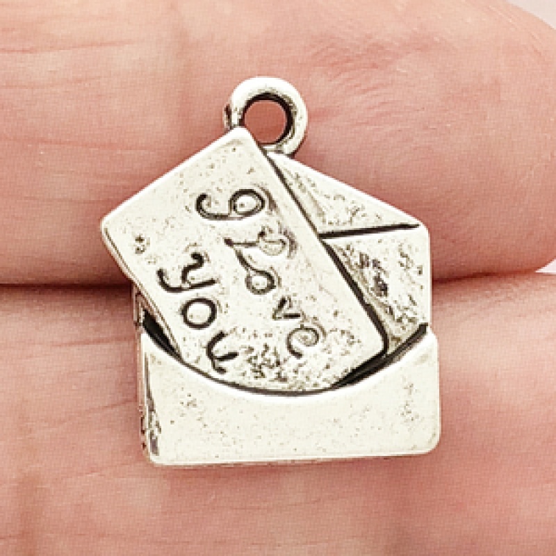 Love Letter Charm In Antique Silver Pewter