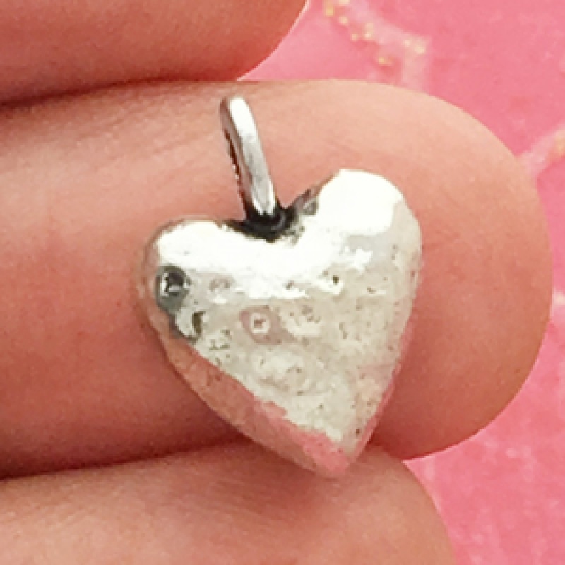 Silver Puffed Heart Charms Bulk In Pewter Small
