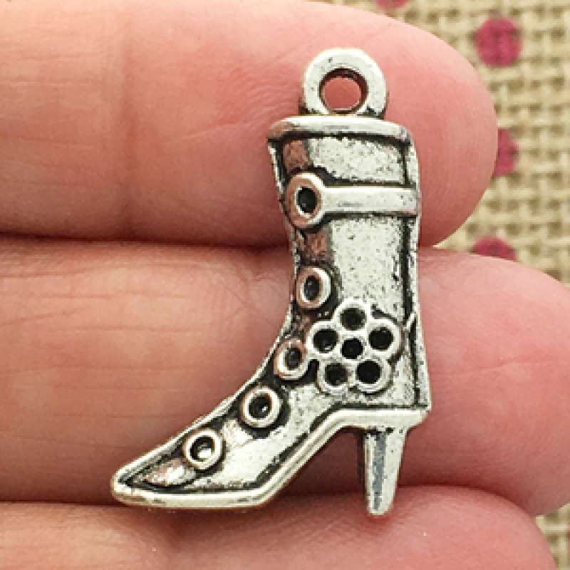 Ladies Cowboy Boot Charm In Silver Pewter