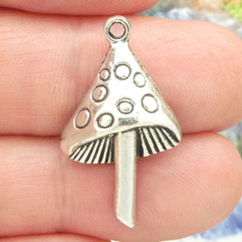 Mushroom Charms Wholesale In Silver Pewter