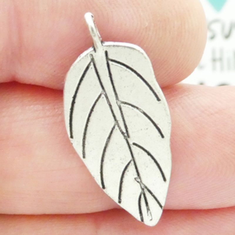 Leaf Charms Wholesale In Antique Silver Pewter
