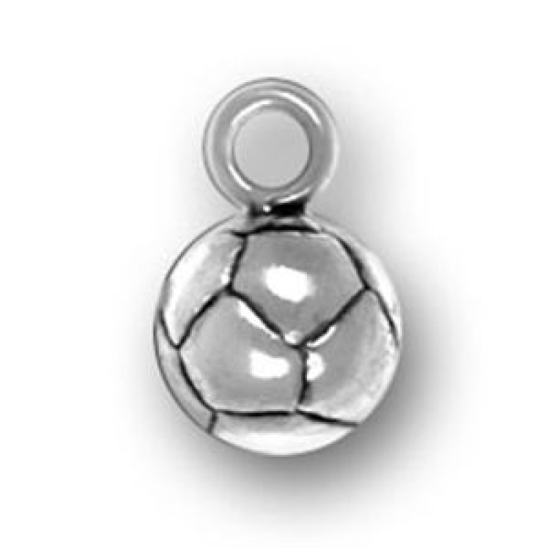 Soccer Ball Charm 3D Antique Silver Pewter