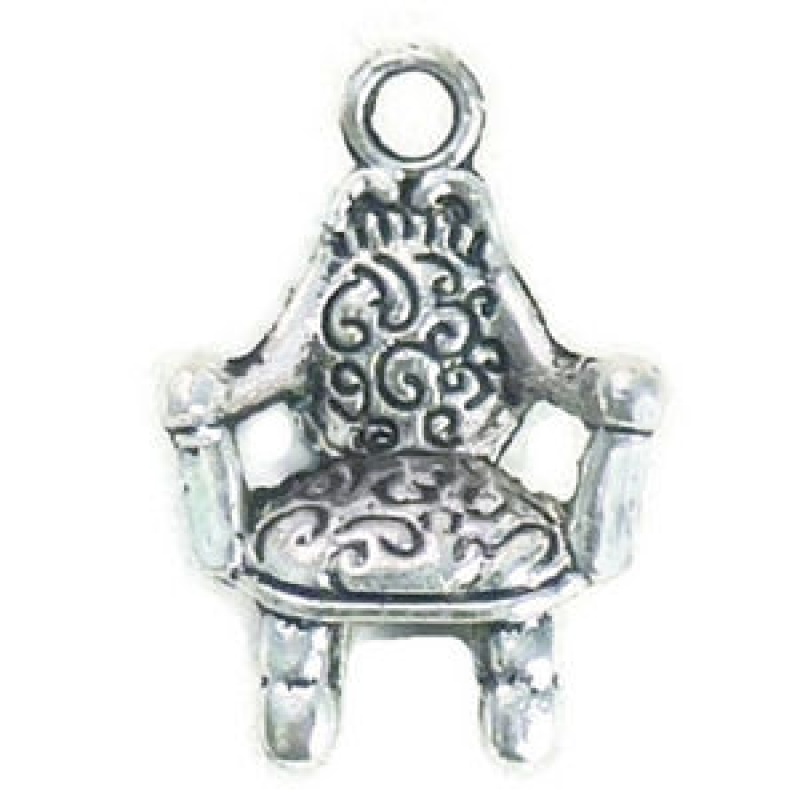 Fancy Arm Chair Charm 3D In Antique Silver Pewter