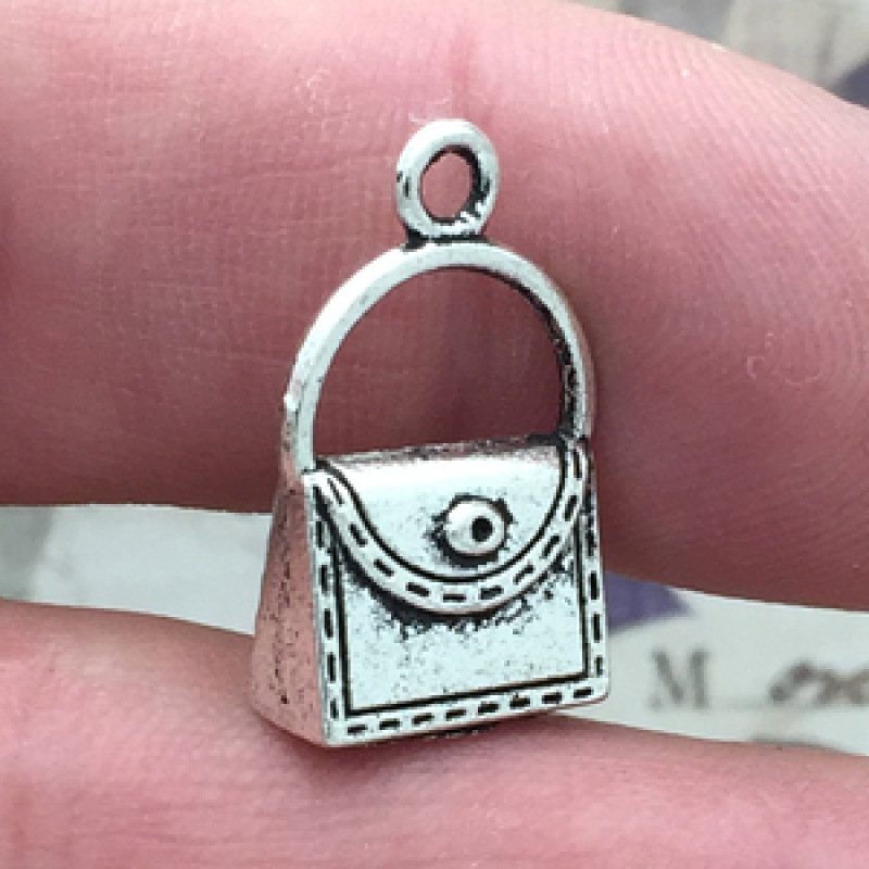 Shoulder Purse Charm In Antique Silver Pewter