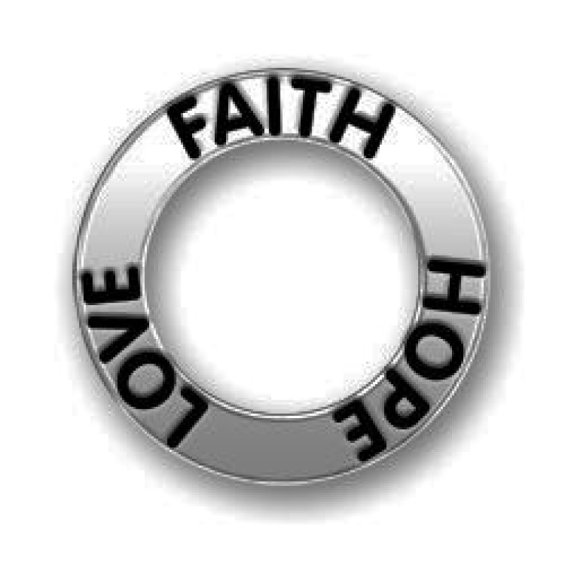 Affirmation Ring Faith Hope Love Charm In Antique Silver Pewter