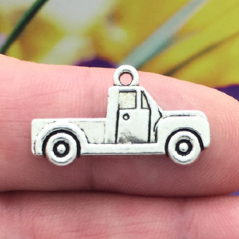 Pickup Truck Charm In Antique Silver Pewter