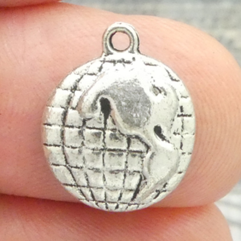 Globe Charms Bulk In Antique Silver Pewter