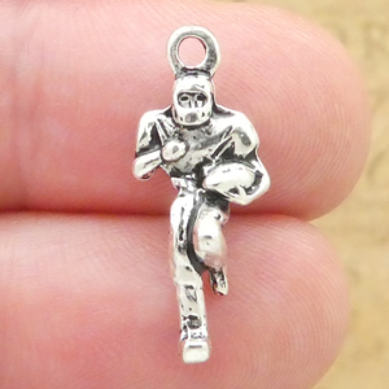 Football Player Charms Wholesale In Antique Silver Pewter