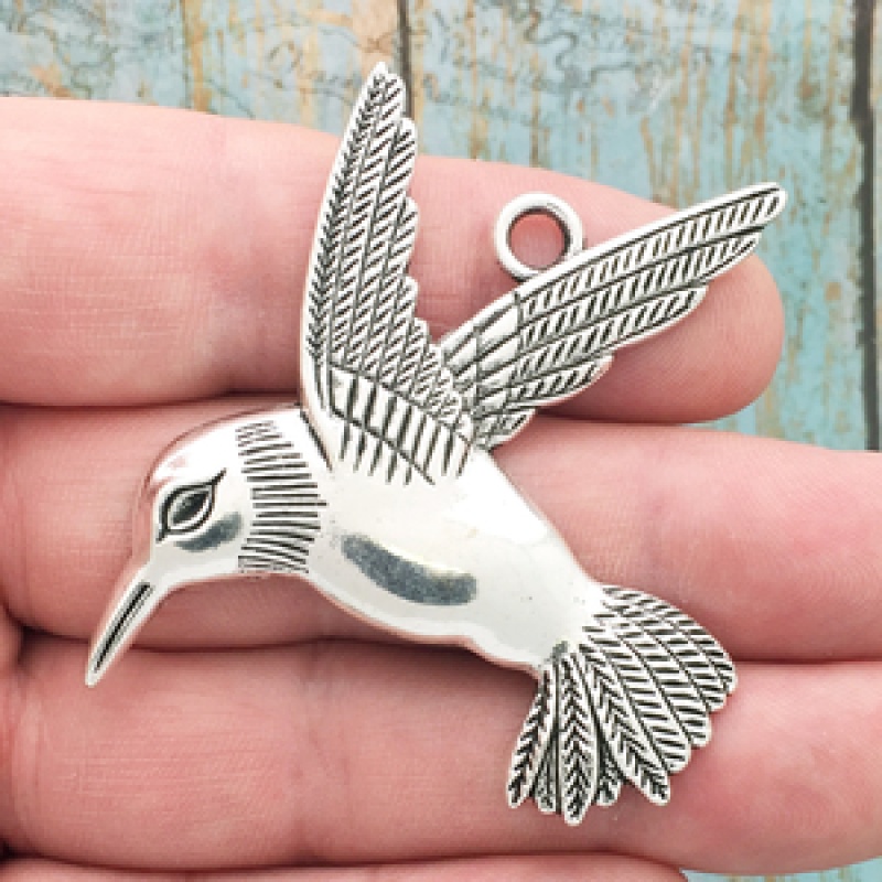 Silver Hummingbird Pendants Bulk Extra Large In Pewter