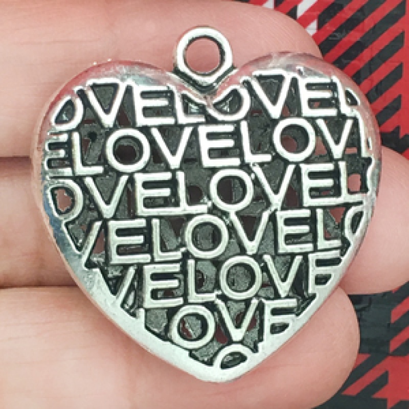 Love Heart Pendant With Antique Silver Pewter Medium