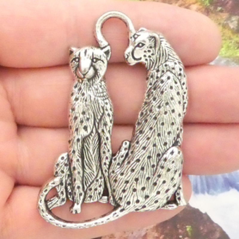 Leopard Pendants For Jewelry Making In Silver Pewter