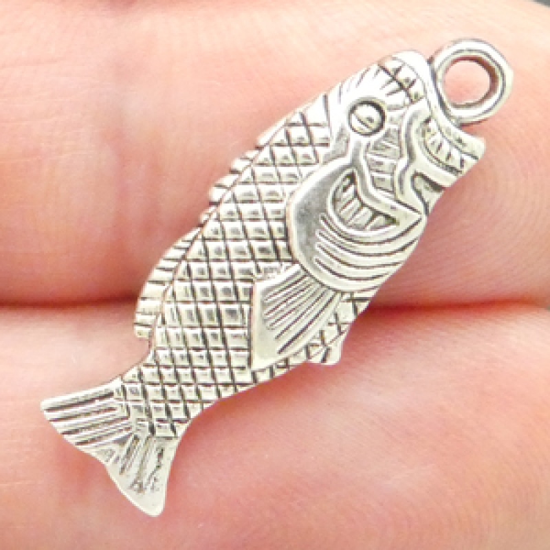 Fish Charms For Jewelry Making Silver Pewter