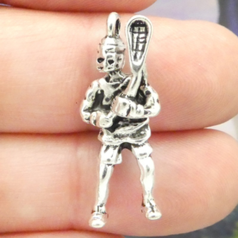 Lacrosse Charms Wholesale In Silver Pewter