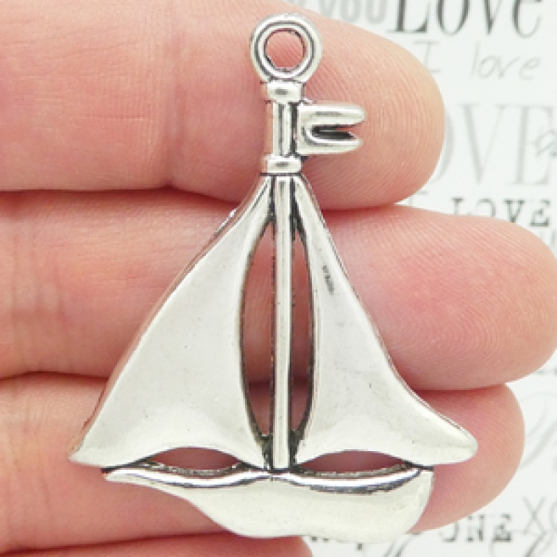 Sailboat Pendant In Silver Pewter Large
