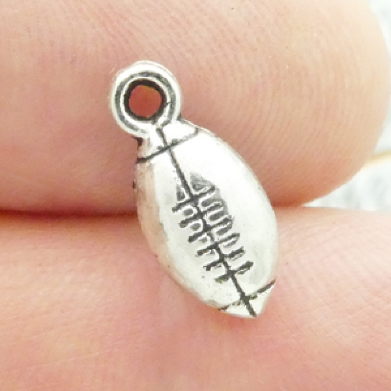 Small Football Charms Wholesale In Antique Silver Pewter
