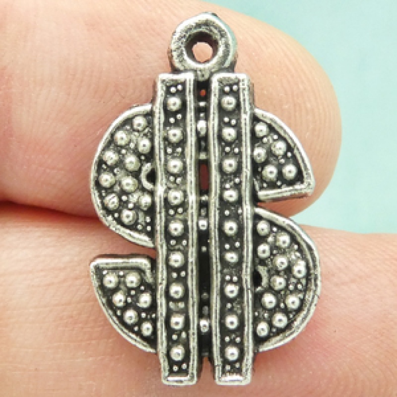 Dollar Sign Charm In Silver Pewter