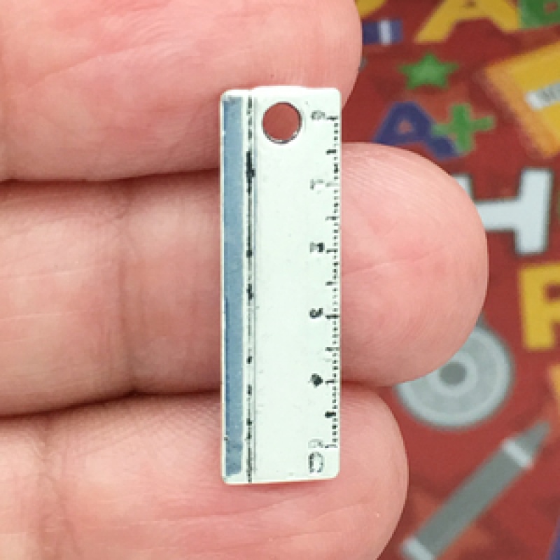 Ruler Charm In Antique Silver Pewter