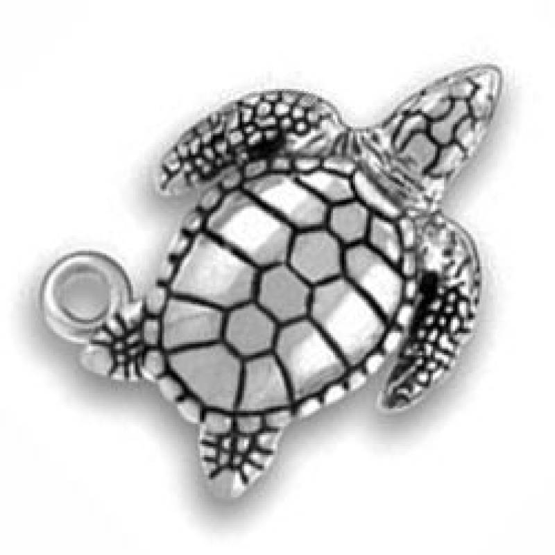 Sea Turtle Charm In Silver Pewter