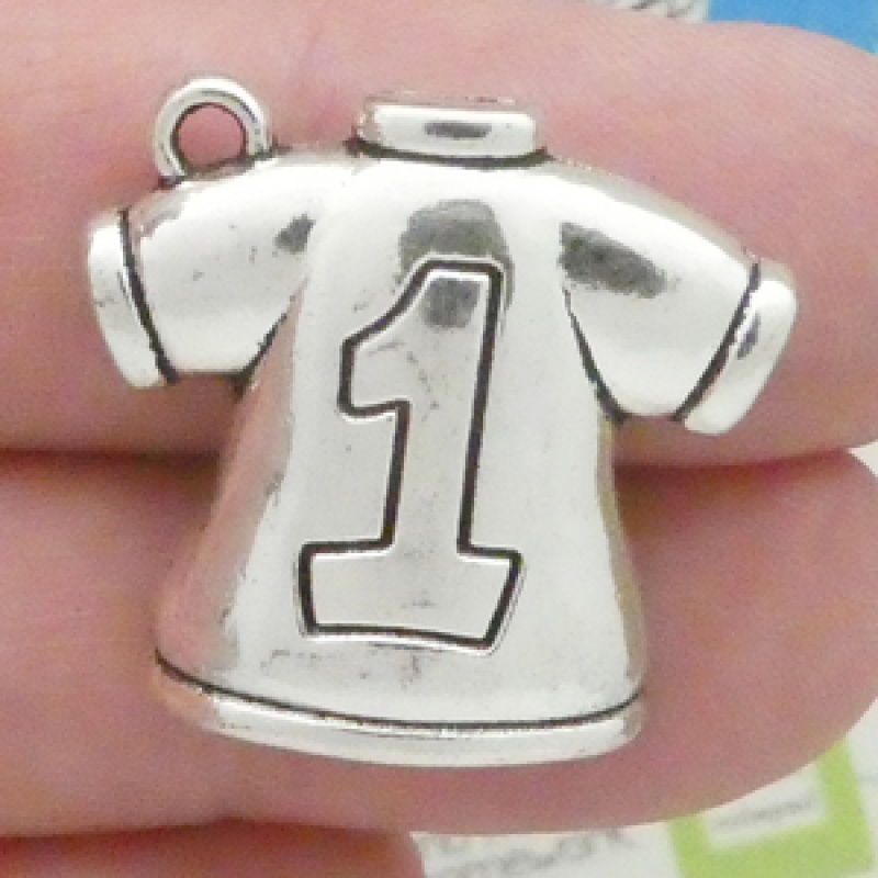 Sports Jersey Football Charm In Antique Silver Pewter