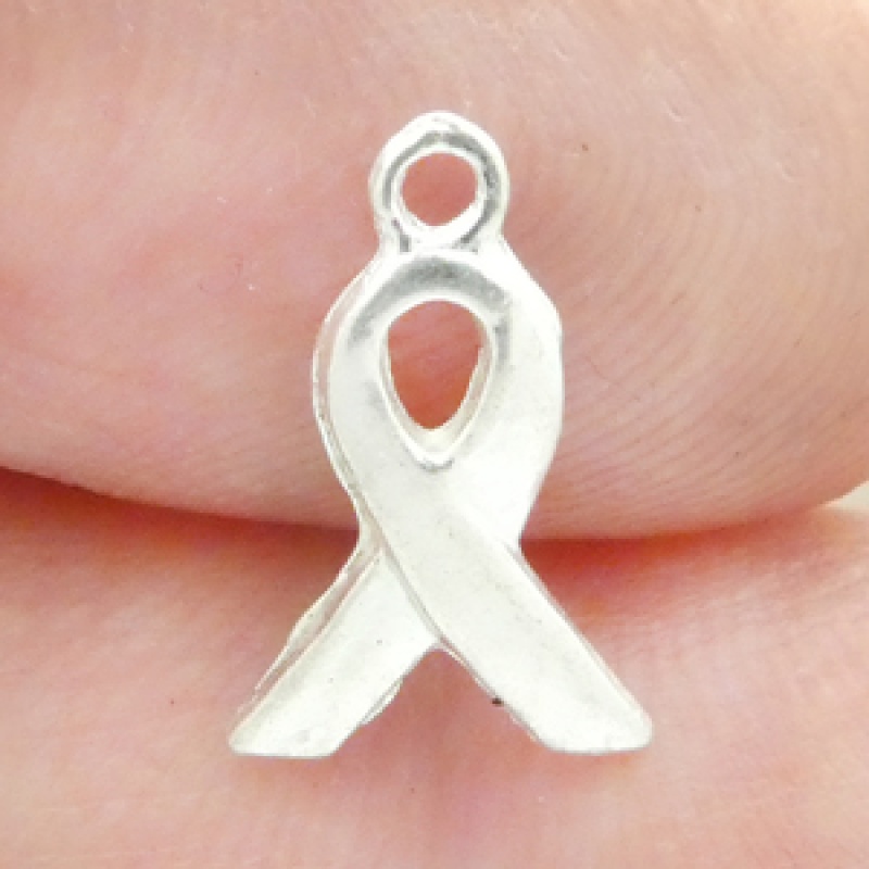 Awareness Ribbon Charm Small In Silver Pewter
