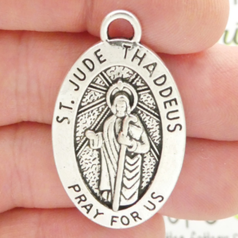 St Jude Charms Wholesale In Antique Silver Pewter Large