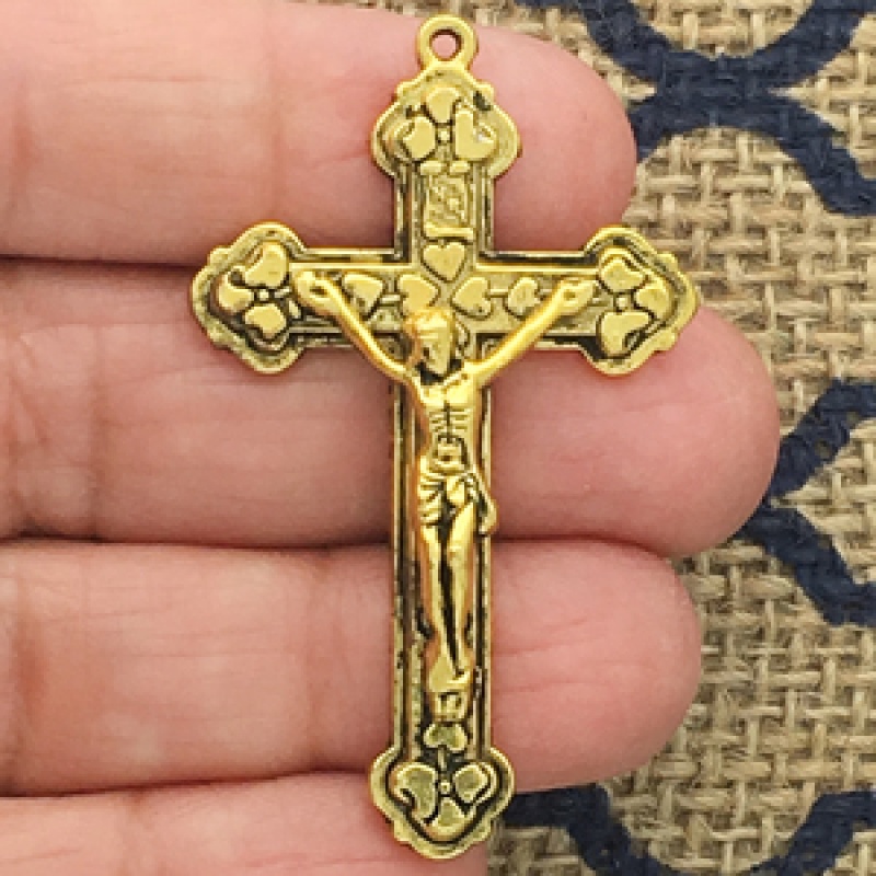 Crucifix Pendant Wholesale In Gold Pewter Medium