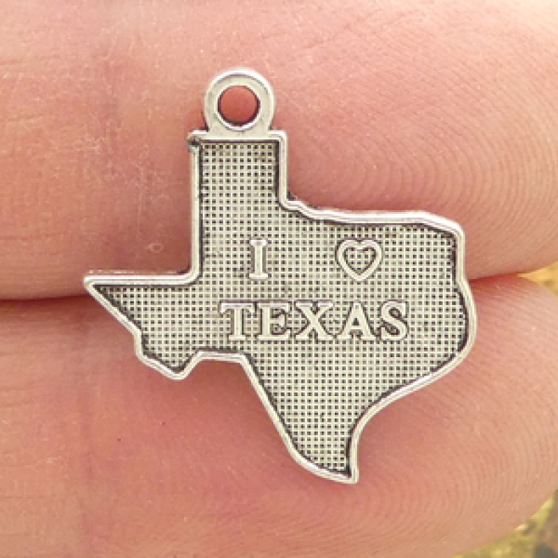 I Love Texas Charm In Silver Pewter
