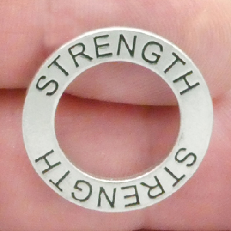 Affirmation Ring Strength Charm In Antique Silver Pewter
