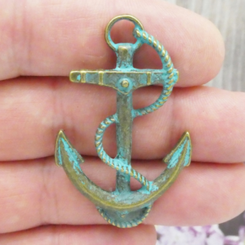 Anchor Pendants Bulk In Gold Oxidized Turquoise Pewter