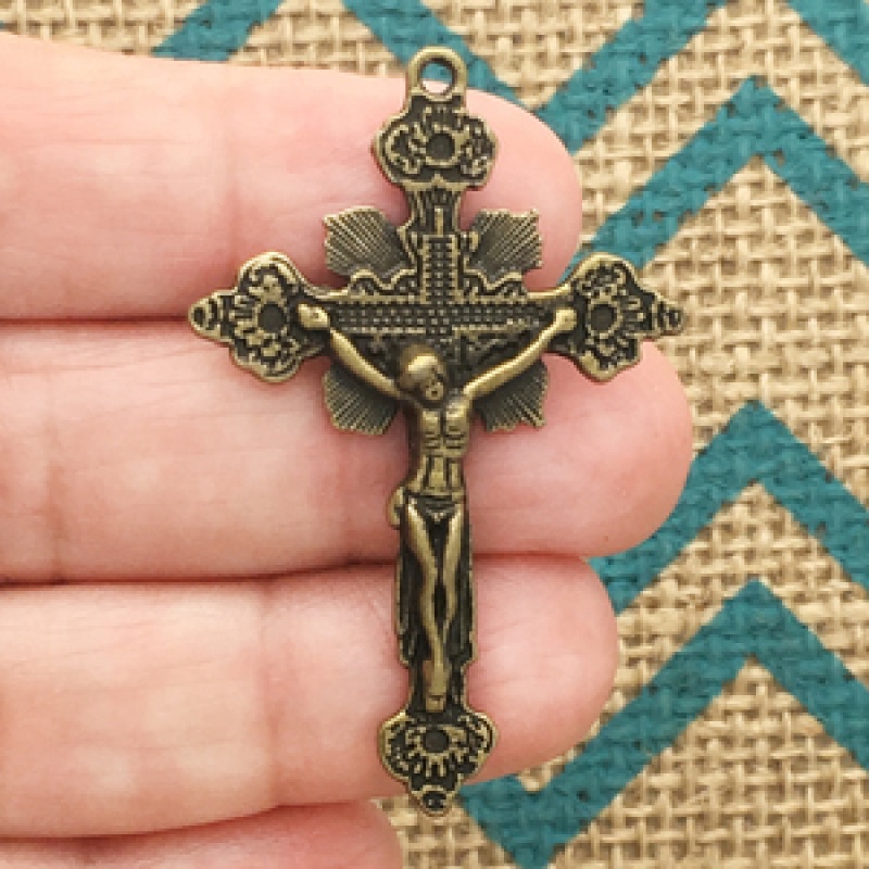 Crucifix Cross Charms Wholesale In Bronze Pewter