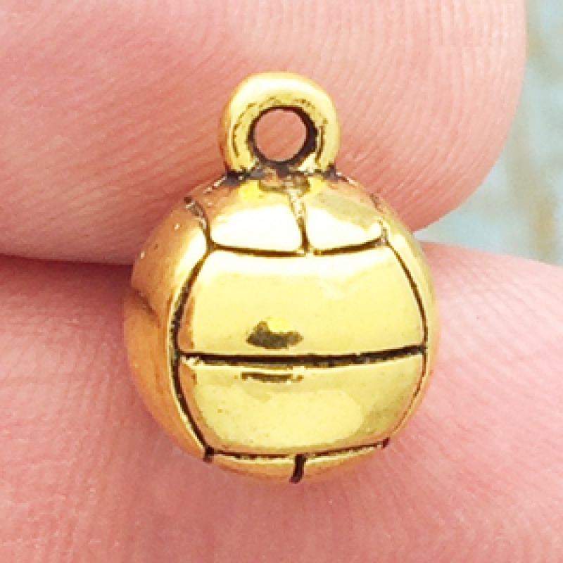 Volleyball Charms Wholesale In Antique Gold Pewter
