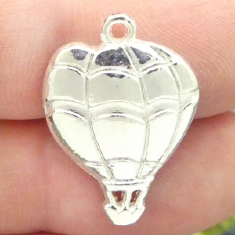 Silver Hot Air Balloon Charm In Pewter