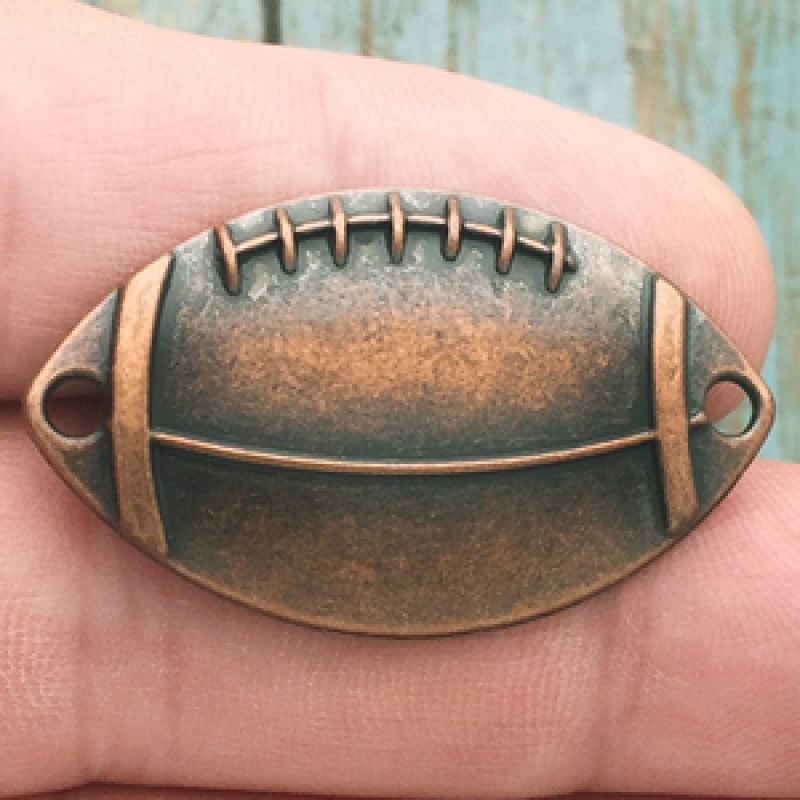 Football Bracelet Connector Charm In Copper Pewter