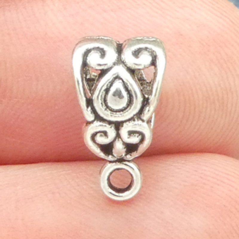 Silver Jewelry Bail With Heart Design