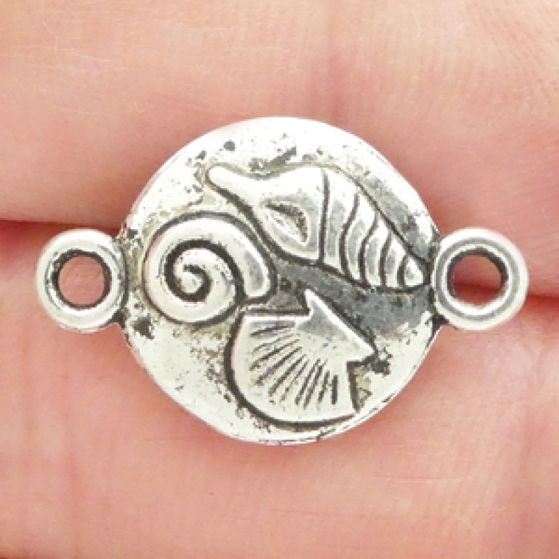 Silver Seashell Bracelet Connector In Pewter