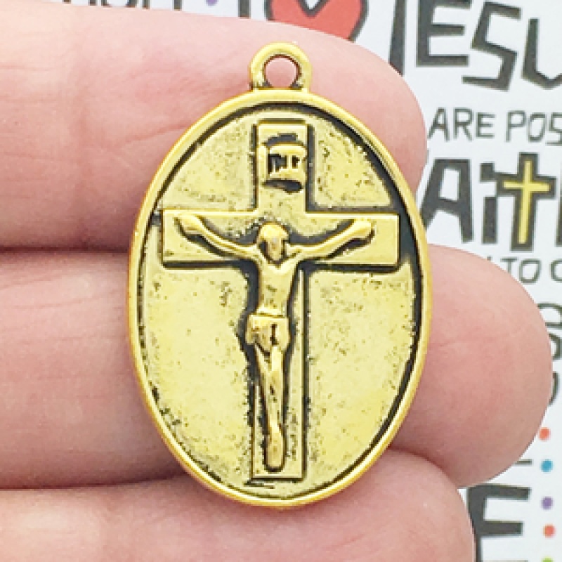 I Am A Catholic Please Call A Priest Medal With Crucifix In Gold Pewter